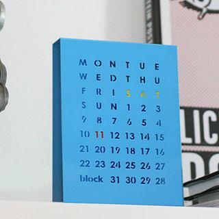 magnetic perpetual calendar, blue by block