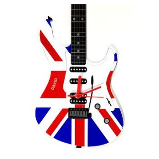 personalised union jack electric guitar clock by laser made designs