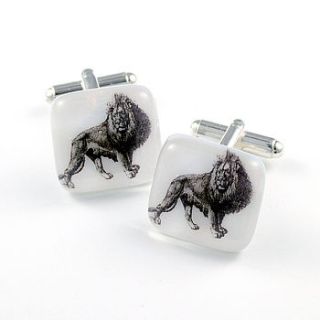 lion glass cufflinks by georgina griffiths