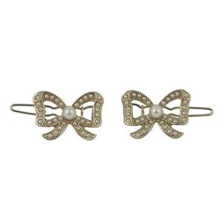gold bow hair clips by lili miller