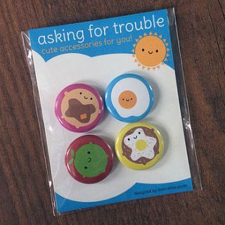 kawaii breakfast badge set by asking for trouble