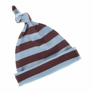 sky blue & brown striped cotton hat by bob & blossom ltd