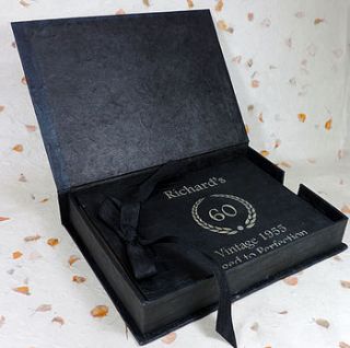 black boxed photo album book by wooden keepsakes