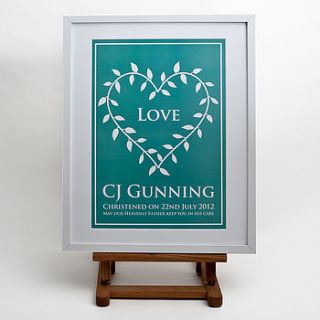 personalised christening or baptism print by jasmine and coco