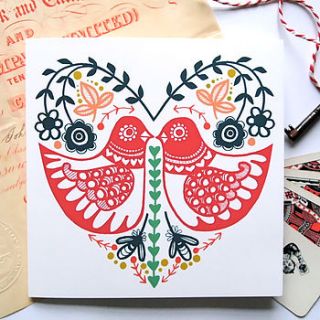 folk heart birdie card by cecilymae handmade