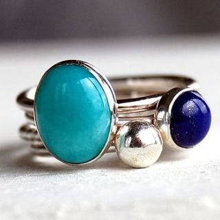 aqua ite and lapis stacking rings by alison moore silver designs