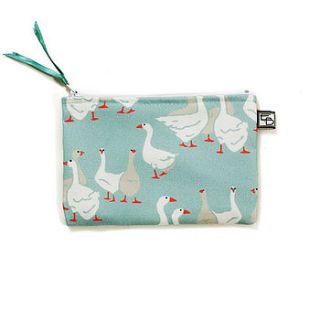 geese blue flat purse by emily burningham