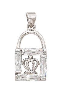 Sterling Silver lock rhodium Pendant AWSSR 98 010 Jewelry