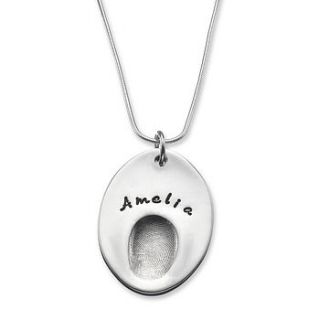 personalised oval fingerprint pendant by button and bean