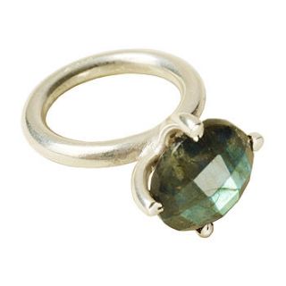 labradorite and silver clasp ring by flora bee