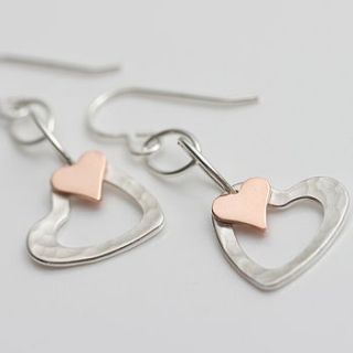 portscatho heart earrings by carole allen silver jewellery
