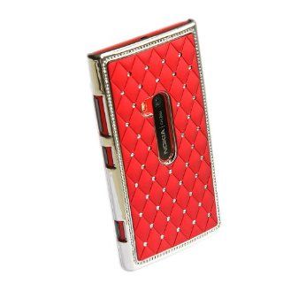 ivencase Rhinestone Bling Chrome Plated Case Cover for Nokia Lumia 920 Red + One phone sticker + One "ivencase" Anti dust Plug Stopper Cell Phones & Accessories