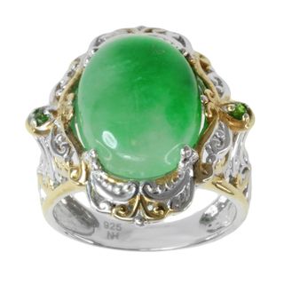 Michael Valitutti Two tone Oval cut Green Jade and Chrome Diopside Ring Michael Valitutti Gemstone Rings