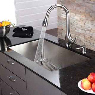 Kraus 32 inch Undermount Single Bowl Steel Kitchen Sink Kraus Kitchen Sinks