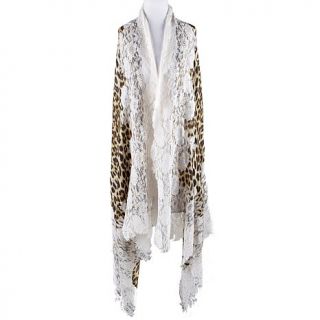 Clever Carriage St. Tropez Leopard Print Scarf with Lace