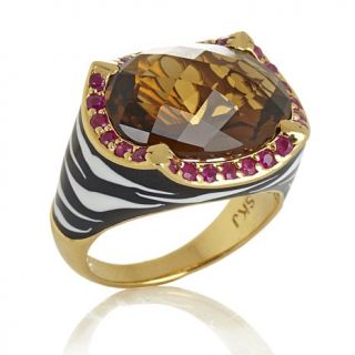 Sima K 7.51ct Cinnamon Quartz and Ruby Vermeil "Zebra" Ring