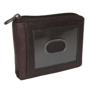 Mens Leather Zip Around Bi fold ID Wallet (Brown) at  Mens Clothing store