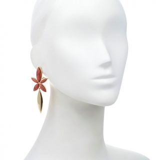 PL by Padma Lakshmi "Star Anise" Simulated Coral Goldtone Drop Earrings