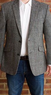 men's grey tweed jacket by louie thomas menswear