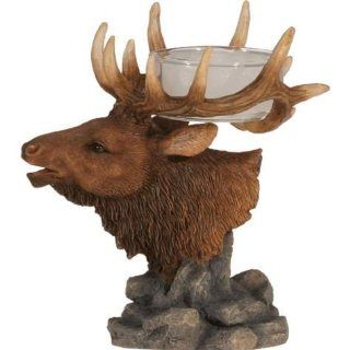 4 Inch Elk Head with Antlers Collectible Tealight Figurine Statue   Animal Candle Holder