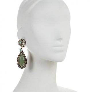 Green Stone Beaded Drop Earrings
