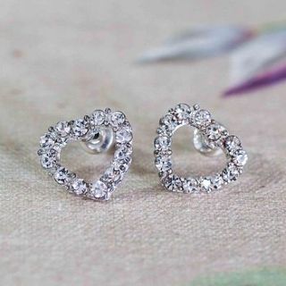 diamante heart stud earrings by anusha
