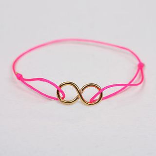 gold friendship bracelet, neon pink by bohemia