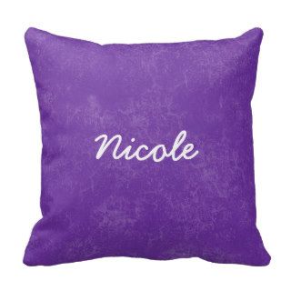 NICOLE Purple White Custom Name Gift Collection Throw Pillows