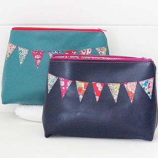 personalised leather bunting cosmetics bag by what katie did next