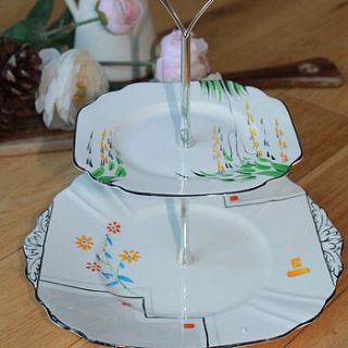 art nouveau style cake stand by teacup candles
