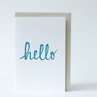 'hello' calligraphy letterpress card by prickle press