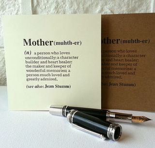 personalised 'mother' definition card by betsy jarvis