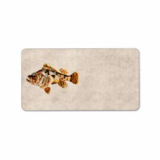 Vintage Scorpion Fish Antique Hawaiian Drawing Personalized Address Labels