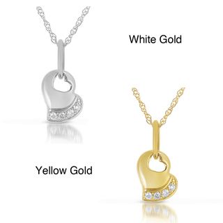 14k Gold White Diamond Heart Pendant (GH, I1 I2) Diamond Necklaces