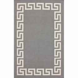 nuLOOM Handmade Flatweave Greek Key Grey Wool Rug (7'6 x 9'6) Nuloom 7x9   10x14 Rugs