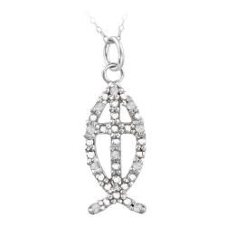 DB Designs Sterling Silver 1/10ct TDW Diamond Jesus Ichthys Fish Necklace (J, I3) DB Designs Diamond Necklaces