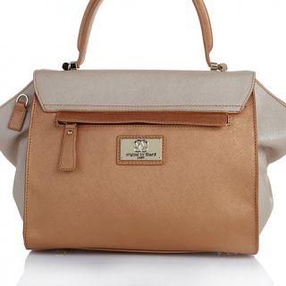 Sharif Saffiano Leather Colorblock Studded Satchel