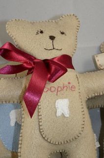 personalised tooth fairy pocket bear by suzie jules