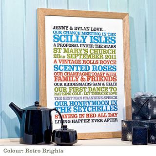 personalised couples ‘likes’ poster print by rosie robins