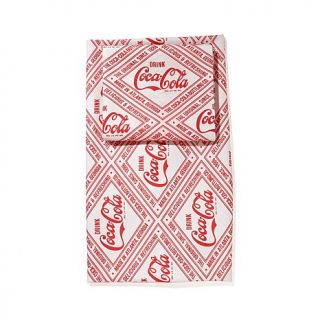 Coca Cola Classic Red White Logo Bed Sheet Set   Queen