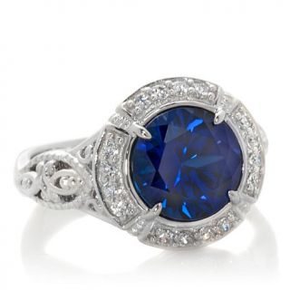 Xavier 3.24ct Absolute™ and Created Sapphire Sterling Silver Filigree Rin