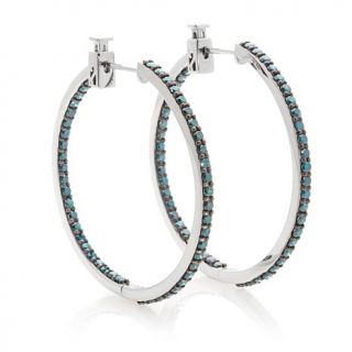 2.06ct Colored Diamond Sterling Silver Inside/Out Hoop Earrings