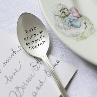 personalised silver plated christening spoon by the cutlery commission