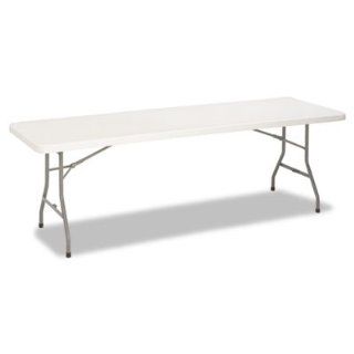 8 Foot Resin Folding Table, 96w x 30d x 29 1/4h, White/Pewter  