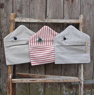 stripy peg bag with vintage button by old favourite