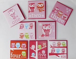 owl number birthday cards by allihopa