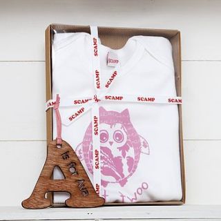 new baby personalised gift set by scamp