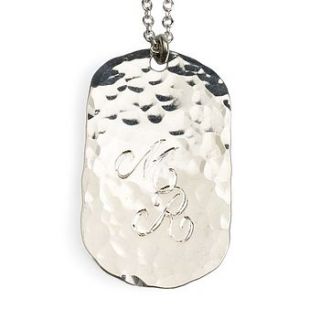 personalised silver hammered military tag by sibylle jewels