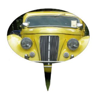 Classic Yellow 1940's antique classic auto Cake Toppers
