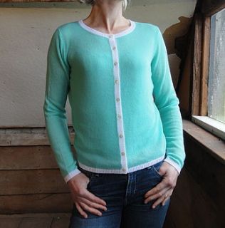 crew cardigan with contrast ribs by new scotland